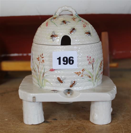 Belleek porcelain beehive honey pot